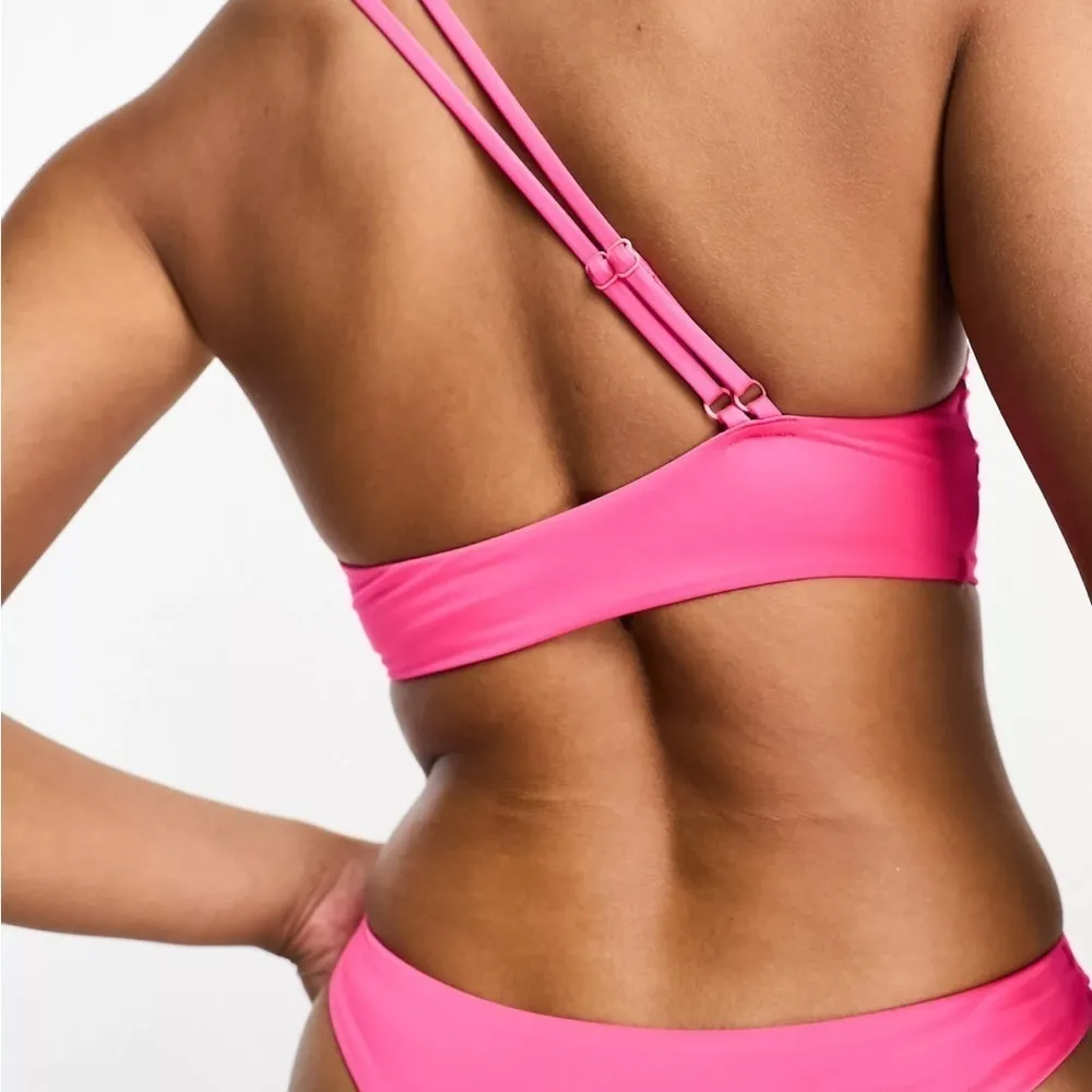 ASOS Design Neon Pink One Shoulder Asymmetric Cut Out One Piece Swimsuit Size 8 - Image 5