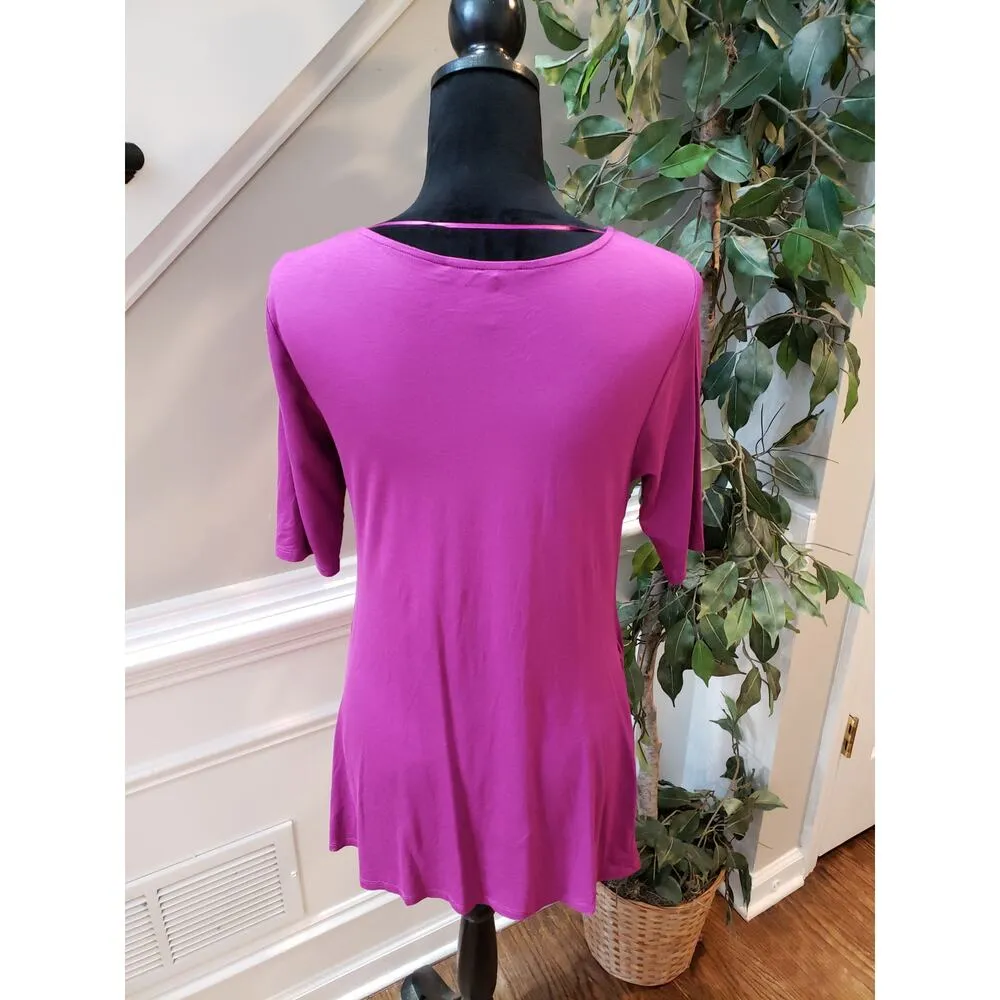 Kate and Mallory Top Women M Purple Ruched Side Stretchy Tunic Blouse - Image 7