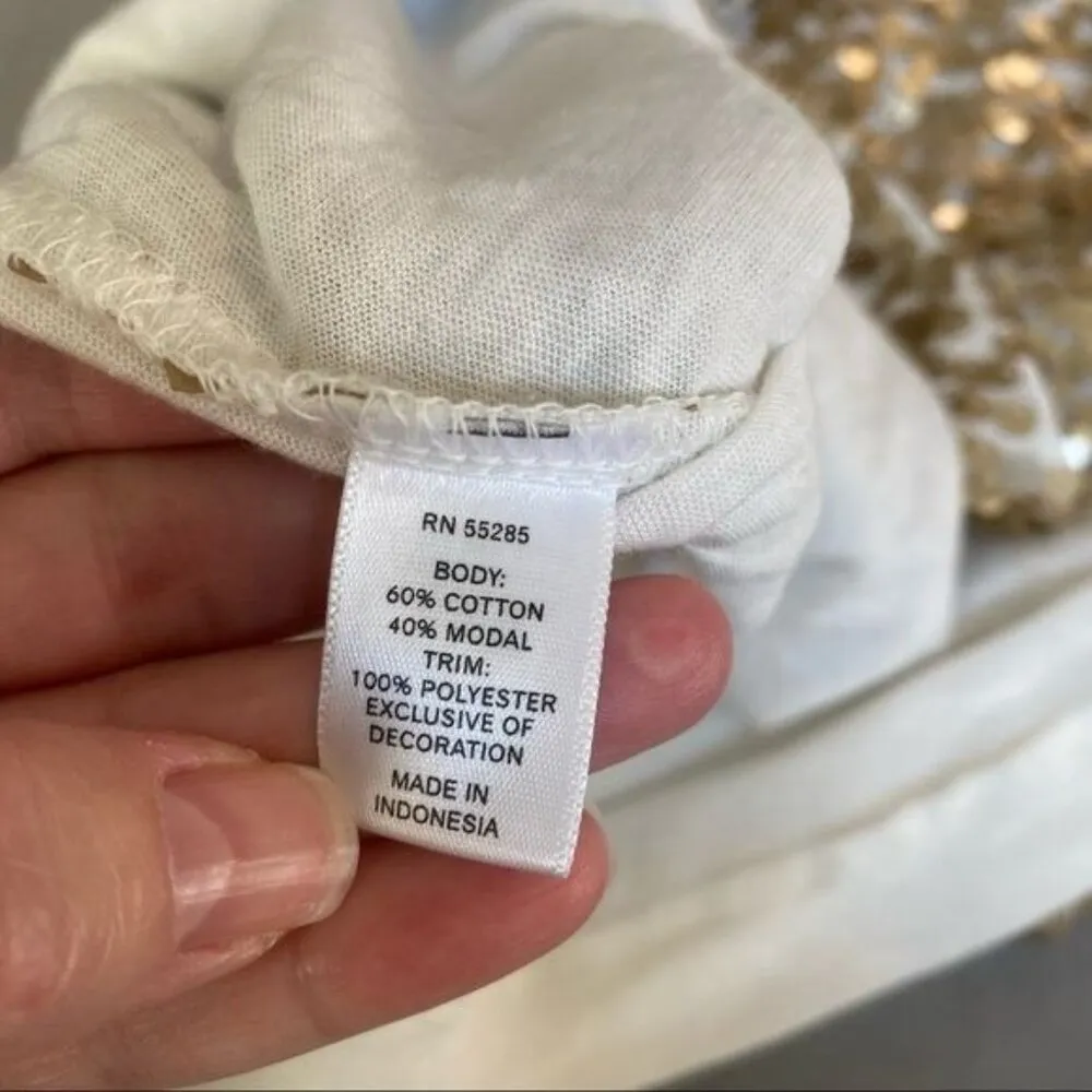 Express Gold Sequin White Tank Top - Image 10