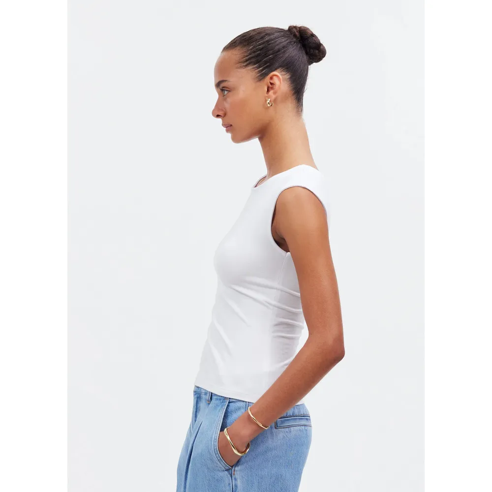 Madewell Scoopneck Cap Sleeve Tee Top Cotton Stretch Jersey White Basics XL NWT - Image 4