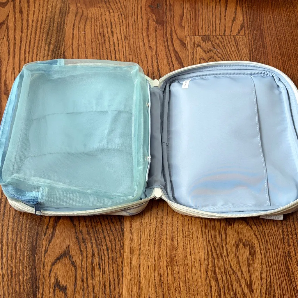 Vintage Crabtree & Evelyn Travel Toiletry Cosmetic Bag Blue - Image 5