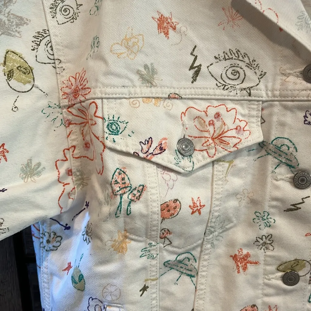 Levi's  oversized Doodle Denim Jacket (M) NWT🌸🛸👽⚡️🍄🌺 - Image 4