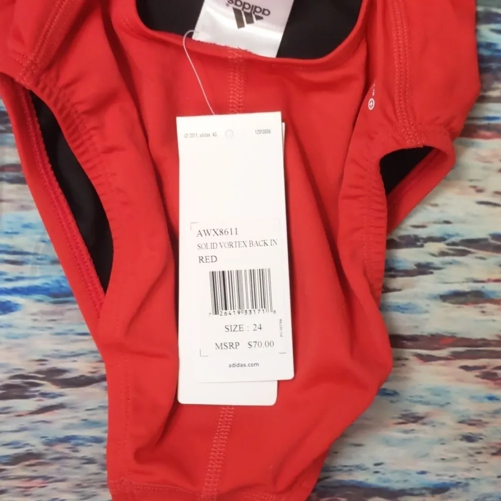 Adidas solid vortex red swimsuit size 24 - Image 3