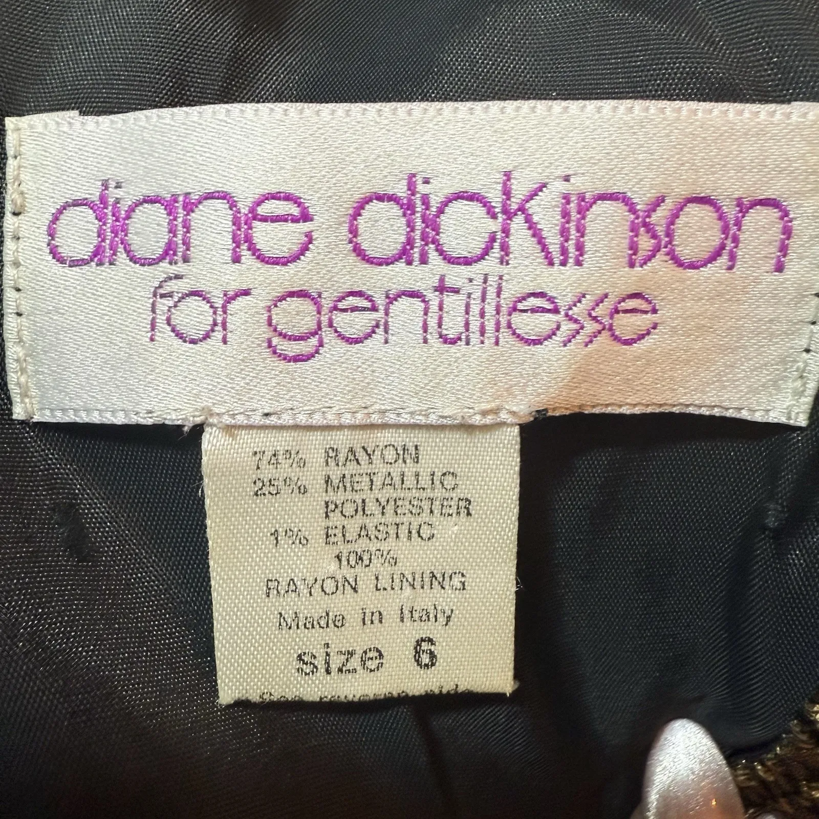 Vintage 80s Diane Dickinson Metallic Maxi Dress‎ Black Gold Evening Gown Size 6 - Image 15