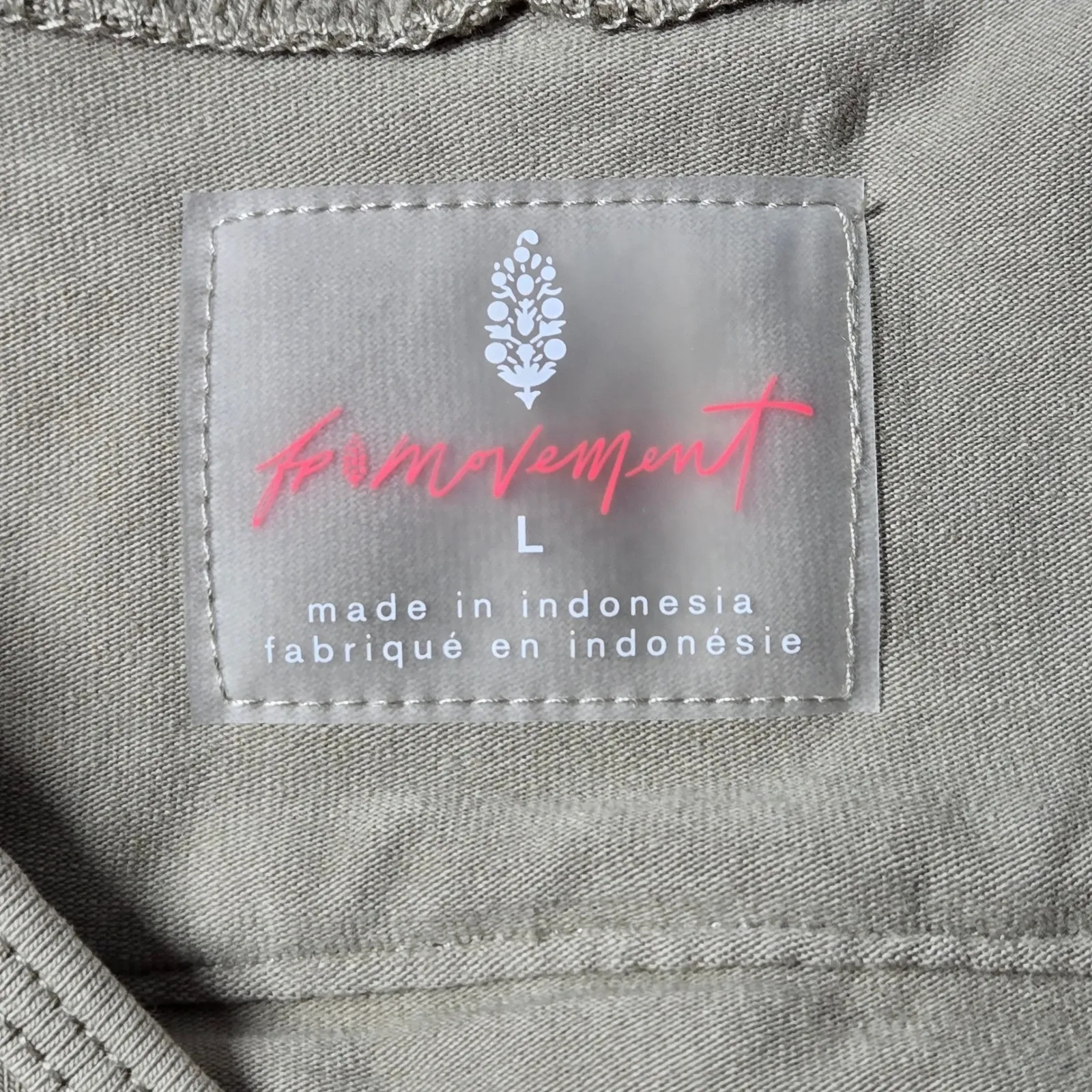 Free People Movement Hot Shot Jumpsuit Romper Sage Stone Size L Wide Leg Pockets - Image 4