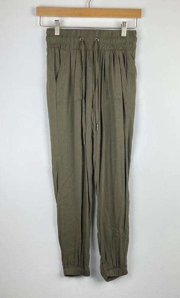 Rewash 100%Rayon Pants Smocked Women's Jogger Pants Olive Green - Image 2