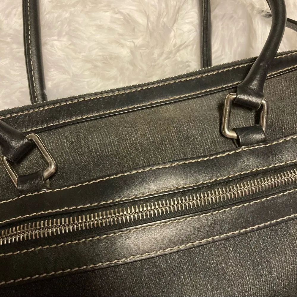 Dooney & Bourke Signature Double Pocket Satchel Bag Y2K Vintage Charcoal Gray - Image 12