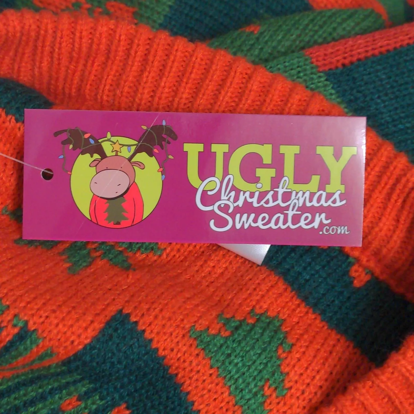 Ellen Degeneres Reindeer Pullover Ugly Christmas Sweater Women's L Red Green New - Image 8