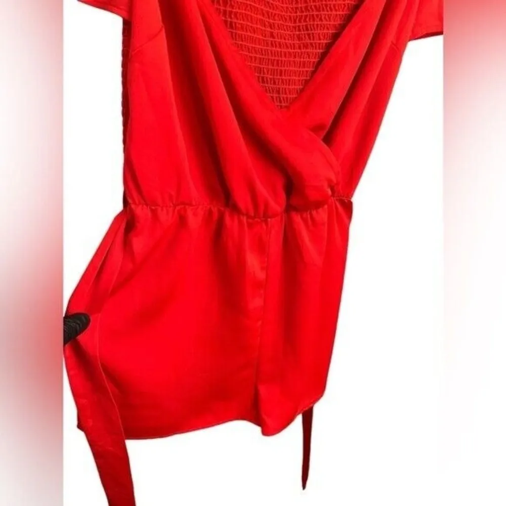 NWT Revolve Superdown Red Surplice Short Sleeve Smocked Back Romper Small - Image 7