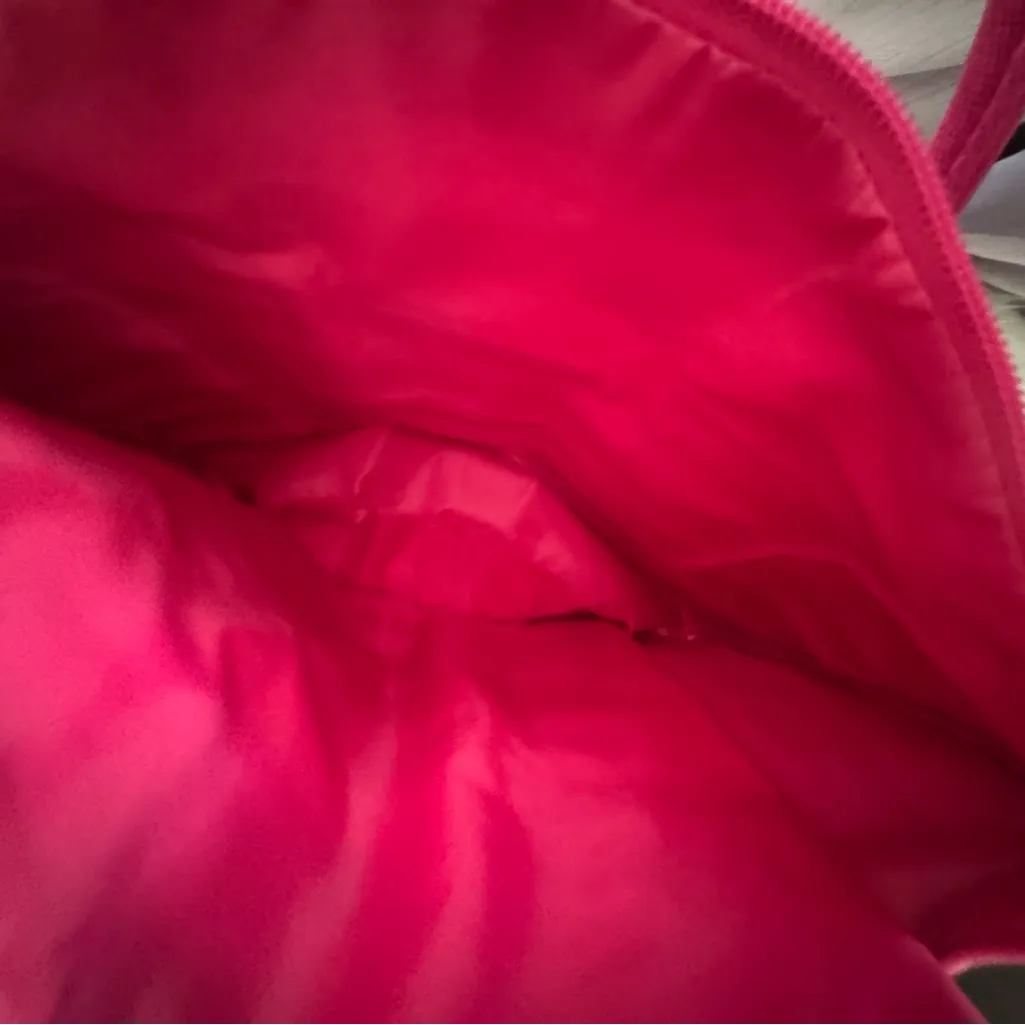 Victoria's Secret Striped Travel Duffel Bag with Pink Handles - Image 3