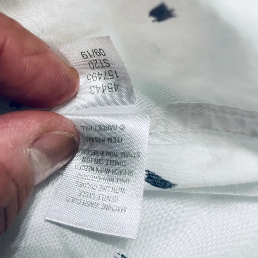 Garnet Hill 100% Organic Pima Cotton White Black Relaxed Shirt Size 10 - Image 7