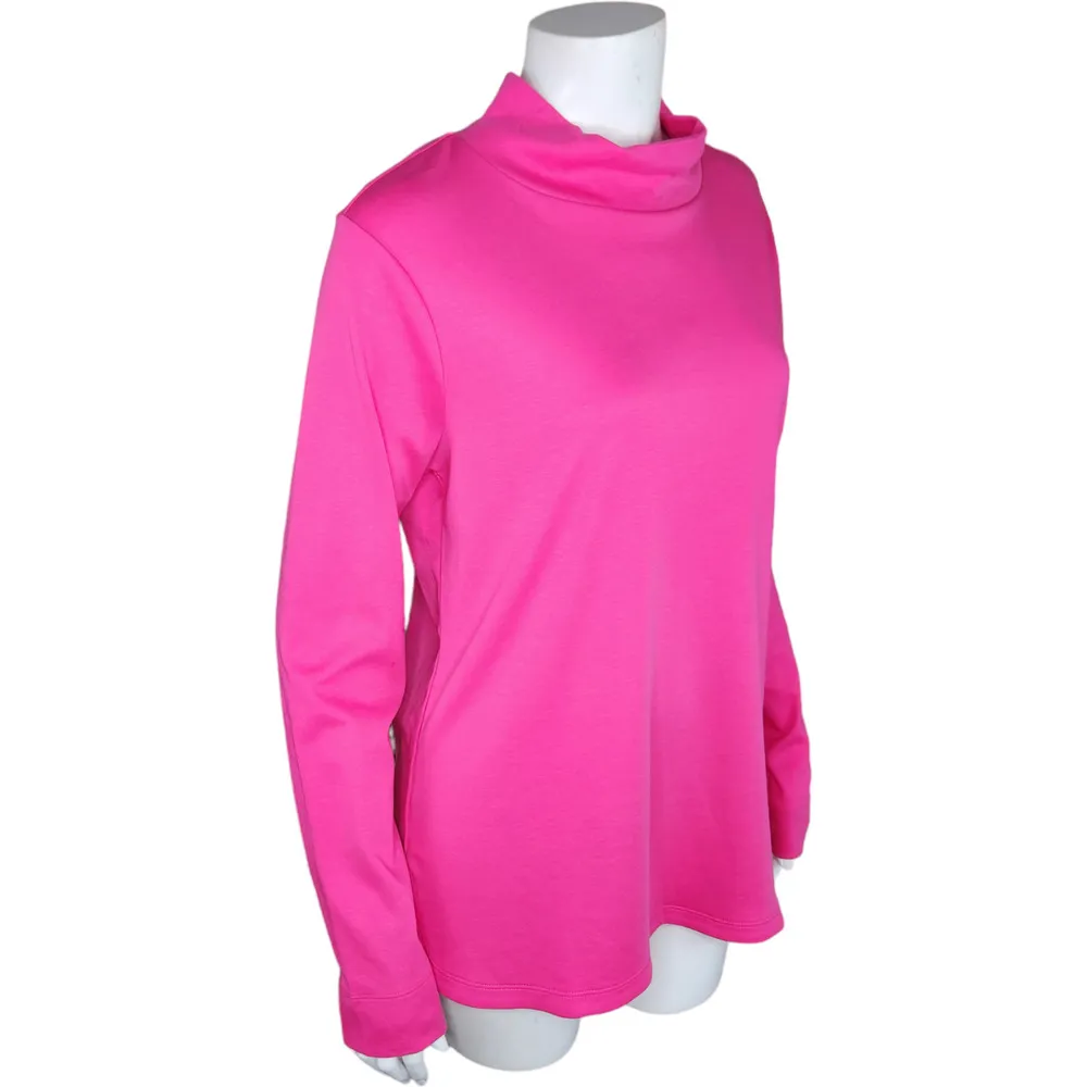 Isaac Mizrahi Live! Essentials Mock Neck Top Dolphin Hem Vibrant Pink Small NWOT - Image 11