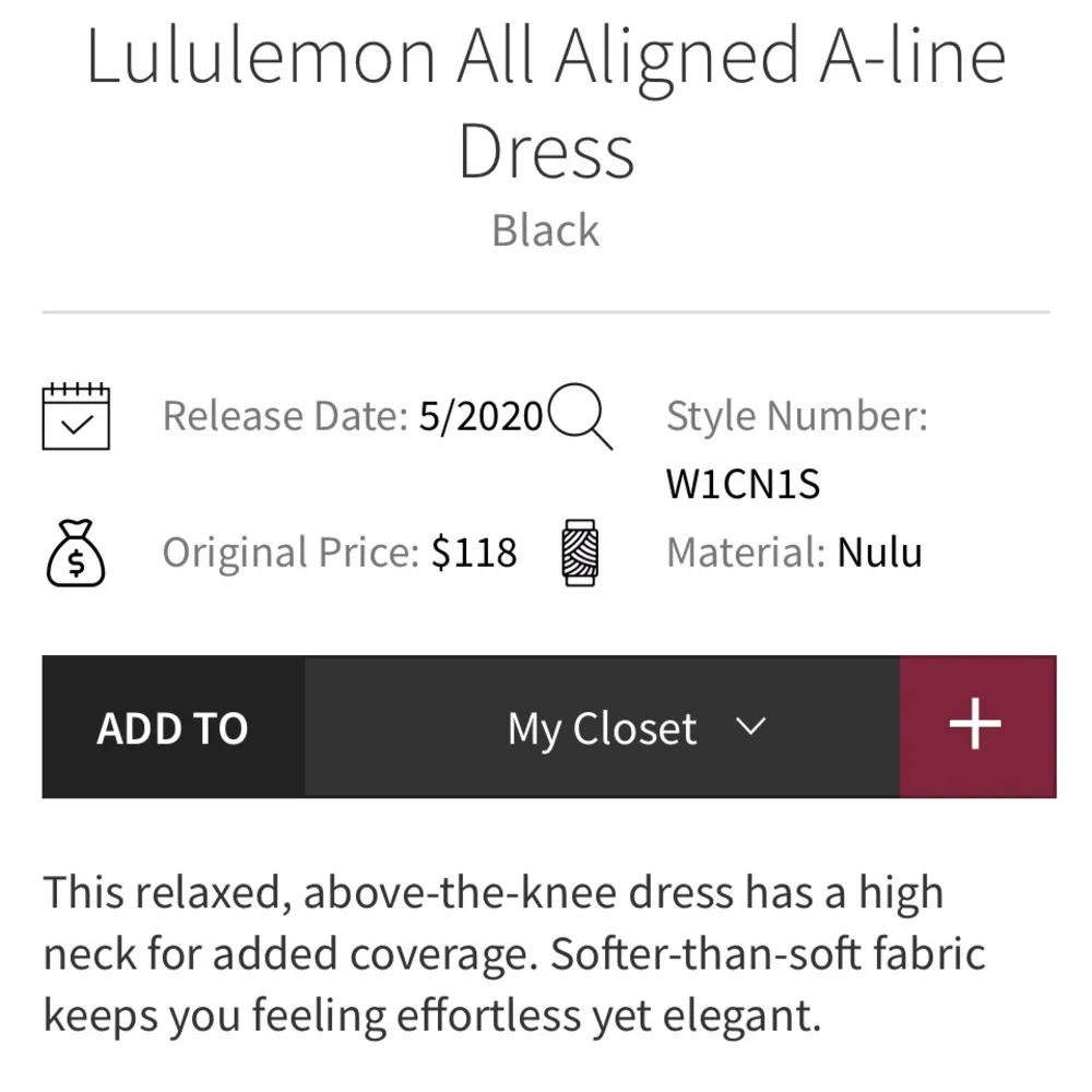 Lululemon All Aligned A-Line Dress Sz 8 - Image 6