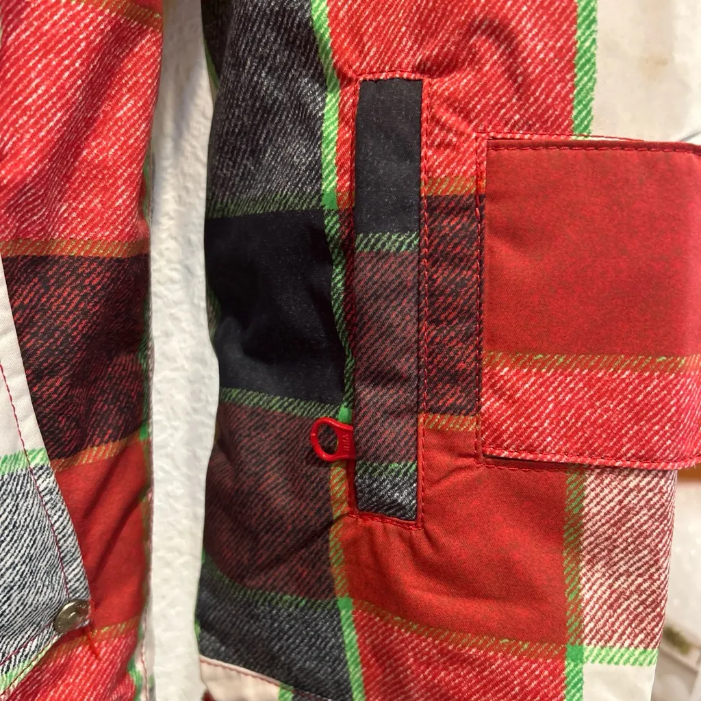 Estivo Women's Checkered Ski snowboard Jacket Small red plaid hooded winter coat - Image 11