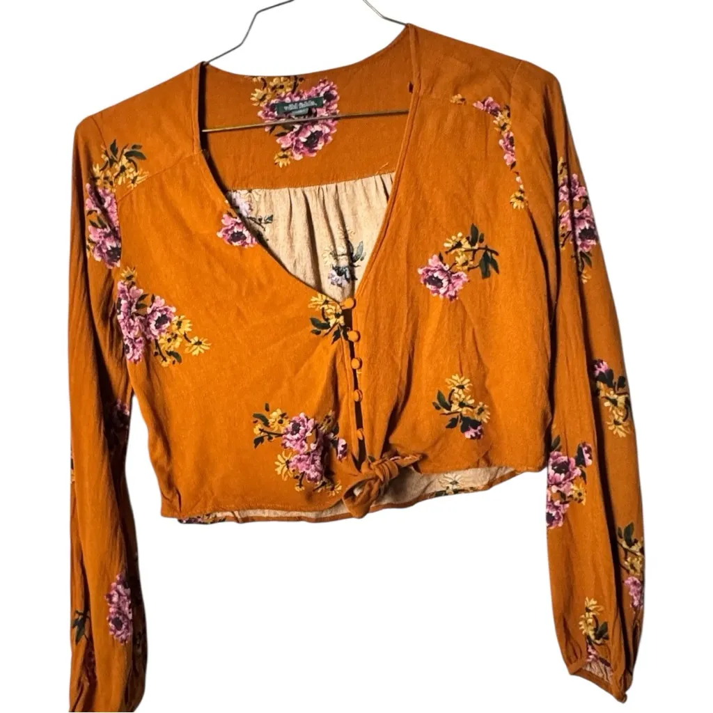 Wild Fable Women's Fall Floral  Theme Long Sleeve Crop Top Sz XS - Image 5