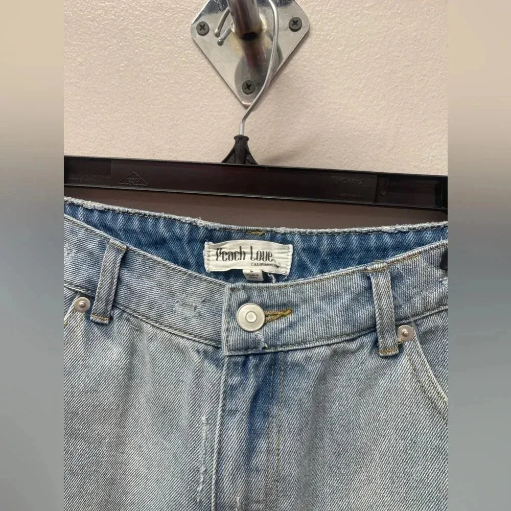 Peach Love Distressed Denim cut off shorts - Image 5