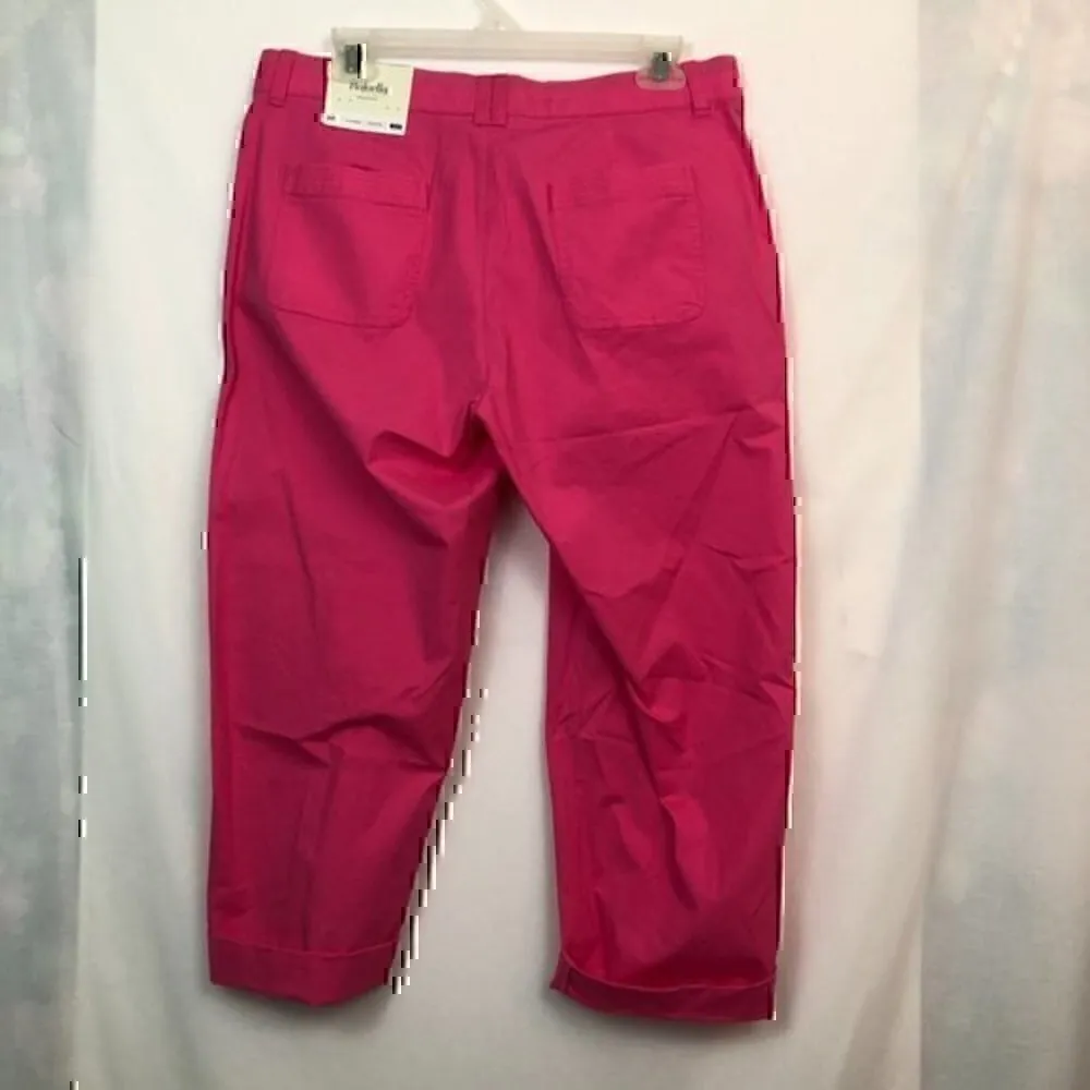NEW NWT RAFAELLA PETITE Classic Capri Bright Hot Pink Barbie Cuffed Cotton sz 6P - Image 7