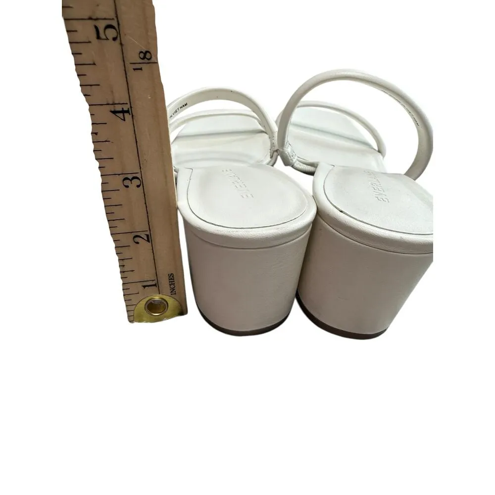 Everlane The Double Strap Heel Women 8 White Leather Block Heel Minimalist - Image 5