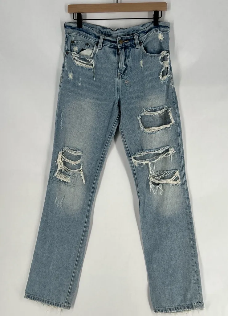 Ksubi Distressed Light Blue Denim Midnight & Dusted Boyfriend Jeans Size 26 - Image 1
