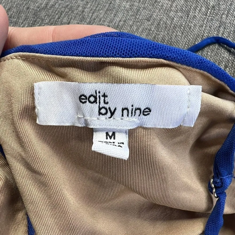 Edit By Nine Cami‎ Crop Top Medium Blue Ruched Sides Zip Back - Image 5