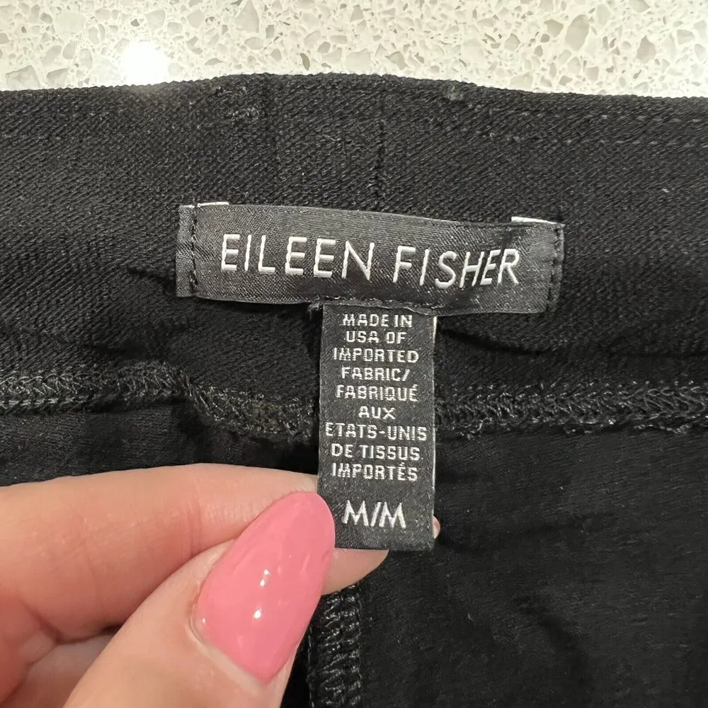 Eileen Fisher Woman’s M Stretch Crepe Ankle Pants Trousers Black Elastic Pull On - Image 3