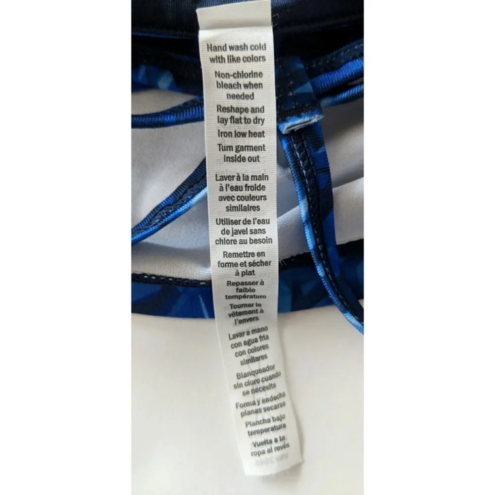 Alo Yoga Lure Long Bra Top Kaleidoscope Blue Fitted Stretch M NWOT - Image 7