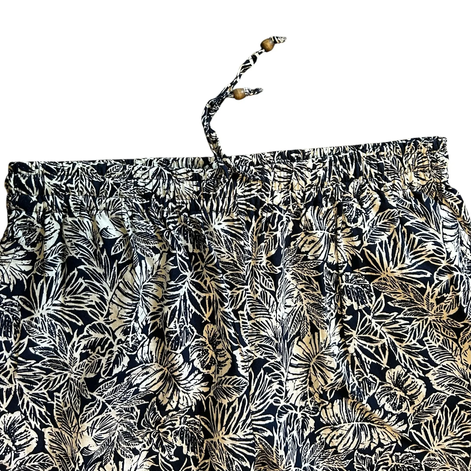 Jones New York & Co Wide Leg Crop Pants Women1X Linen Blend Pull On Navy Floral - Image 4
