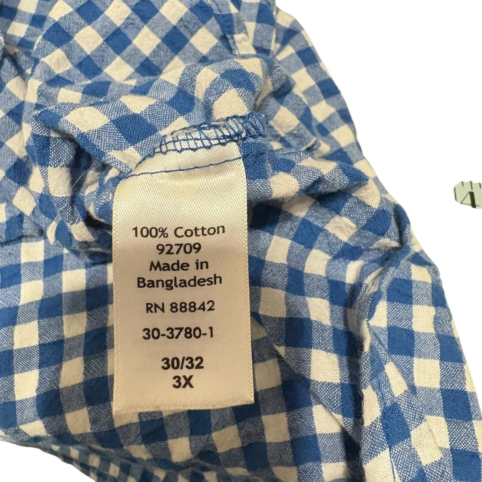 Woman Within Women Seersucker Button Top 3X Blue Gingham Cottagecore Cotton - Image 7