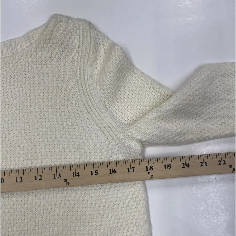 Talbots MP Lambswool Blend Ivory Pullover Sweater Ribbon Bow Sleeved Artsy - Image 10