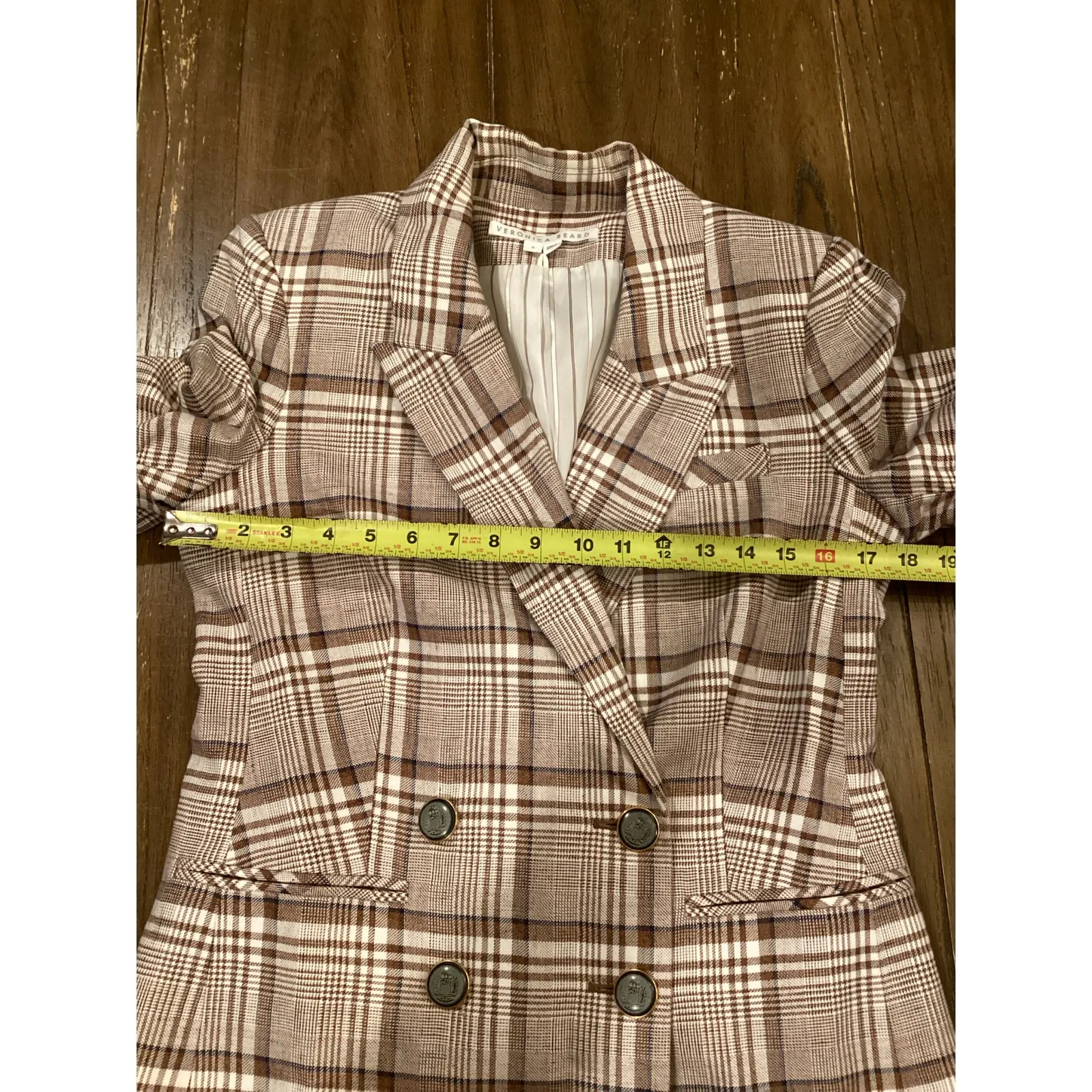 Veronica Beard Viva khaki multi plaid Dickey blazer Jacket double breasted 6 - Image 9