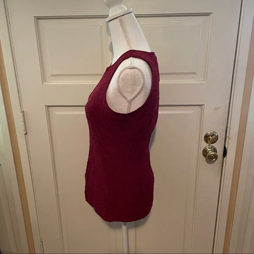 Banana Republic Sleeveless Burgundy Lace Top - Image 4