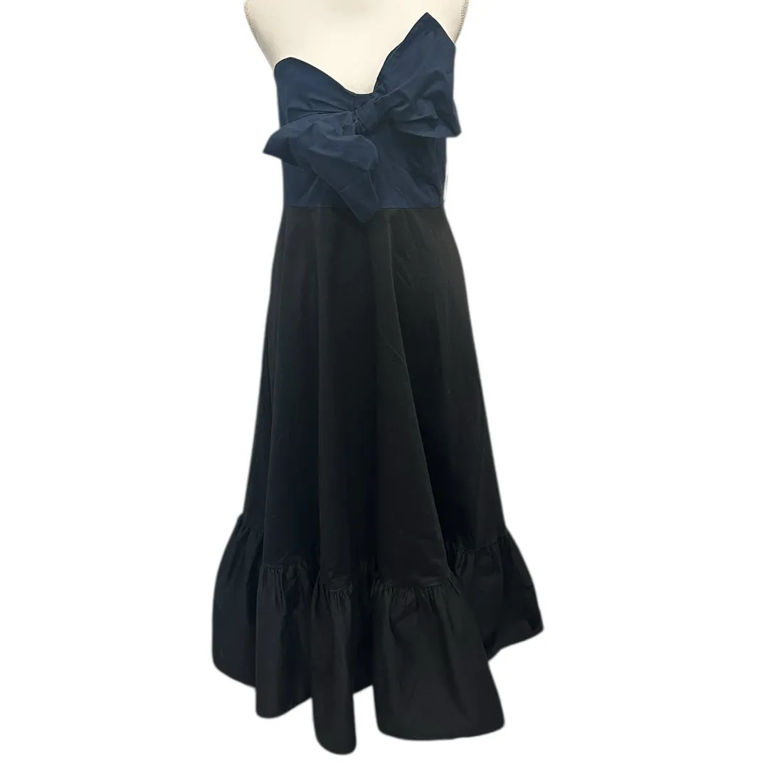 Hutch Anthropologie Navy Black Strapless Bow Maxi Dress Gown Coquette Formal 16W - Image 3