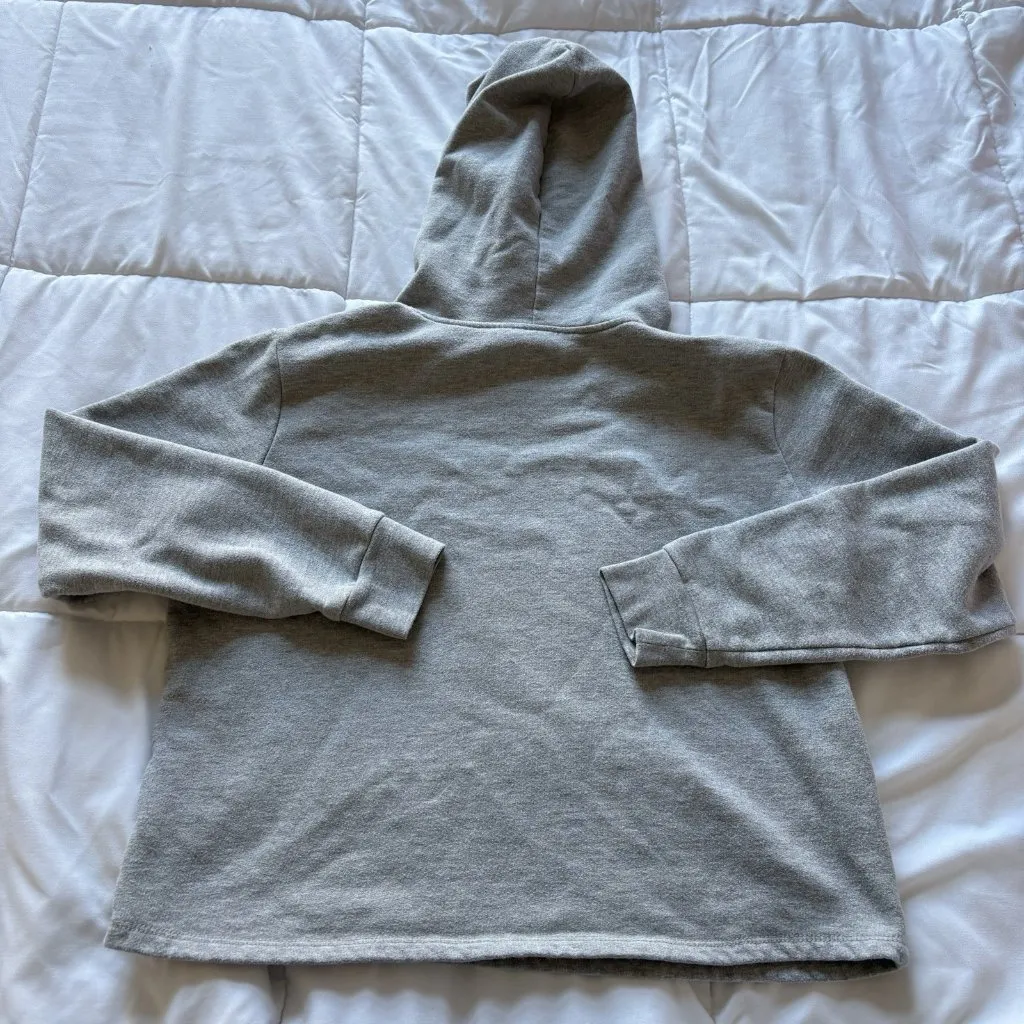 Womens Size Medium Cropped Hoodie Sweater Sweatshirt Gray Retro Alt 1/4 Zip - Image 8