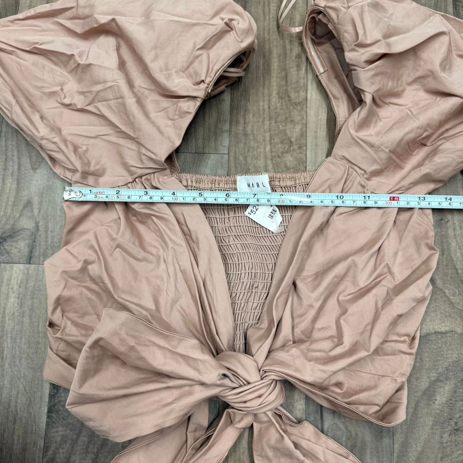 MABLE angel bow tie front long sleeve cropped blouse - Image 7