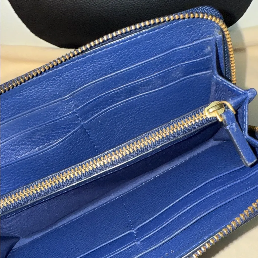 Tory Burch Royal Blue Leather Zip Continental Wallet - Image 10