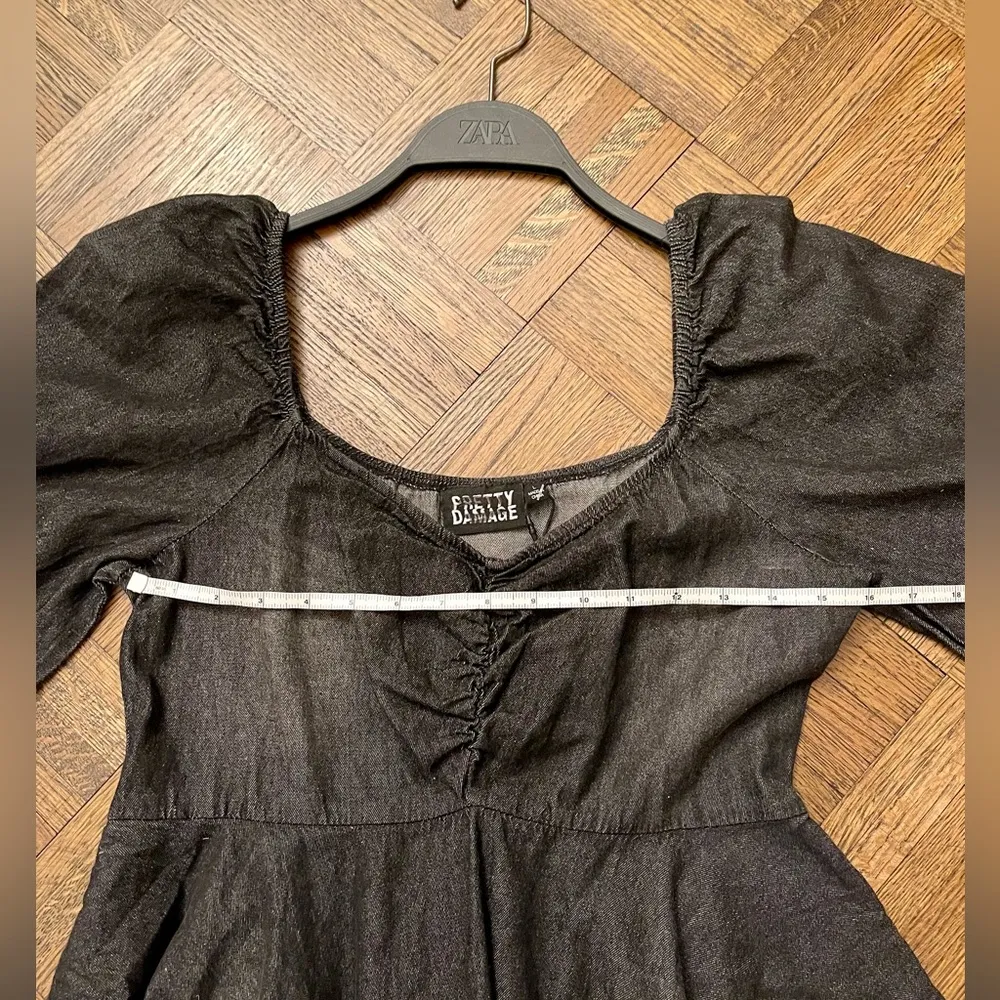 NWT Pretty Damage Black Denim Asymmetrical Dress Size L - Image 4