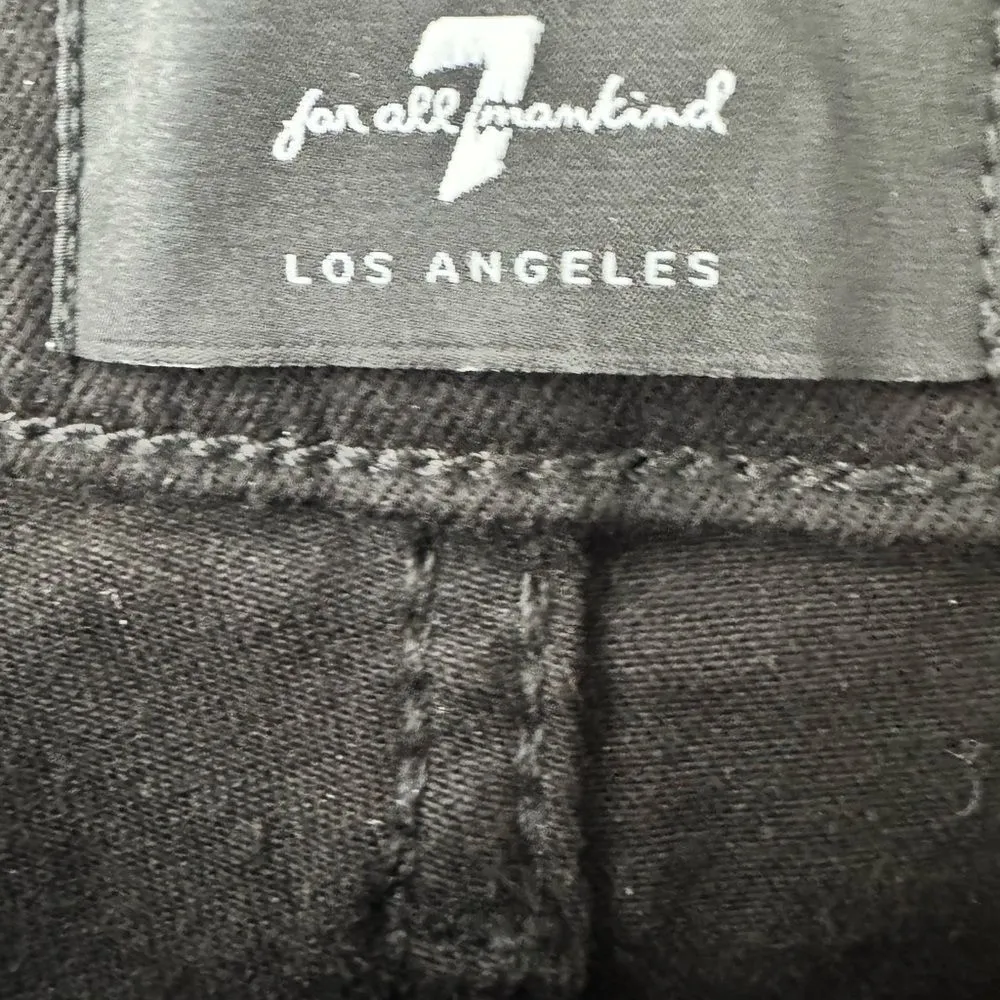 7 for all mankind black wide leg cropped jeans size 27 - Image 5