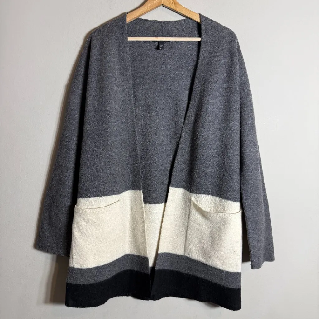 Eileen Fisher Merino Wool Long Kimono Cardigan Sweater Women's XS Ash Open Front - Image 6