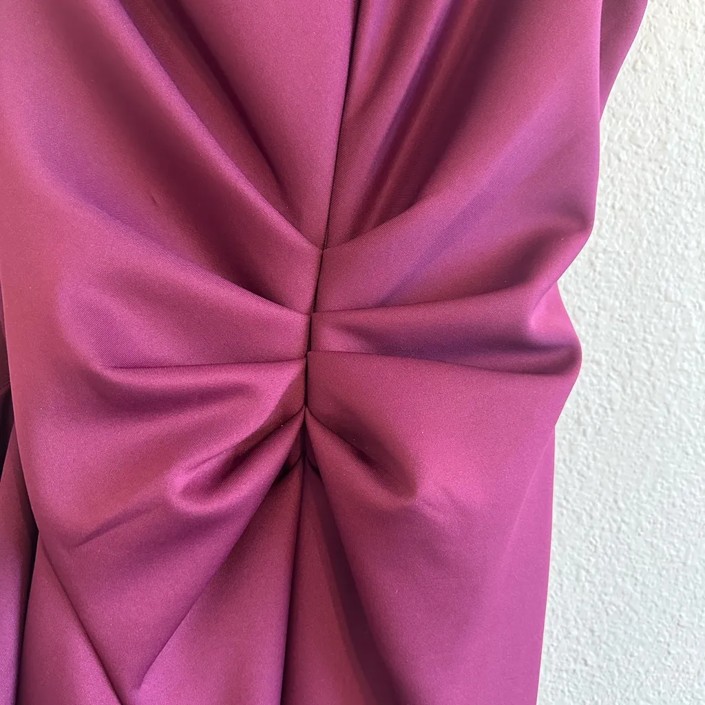 Xscape One Shoulder Plum Dress - Image 6