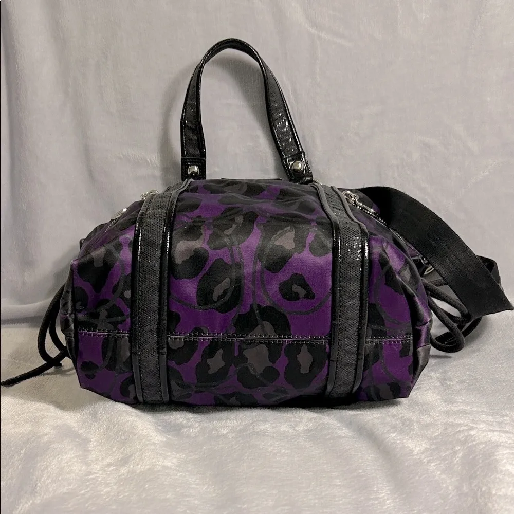 COACH Poppy F20071 “Daisy Ocelot” Purple & Black Women's Handbag - Image 7