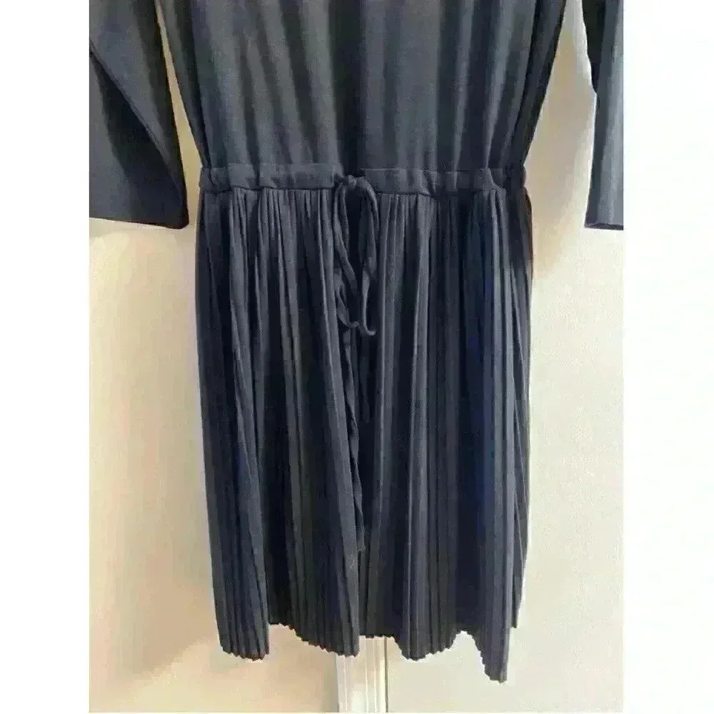 Black long sleeve pleated skirt midi dress‎ long sleeves, large petite J Jill Black Size undefined - Image 2