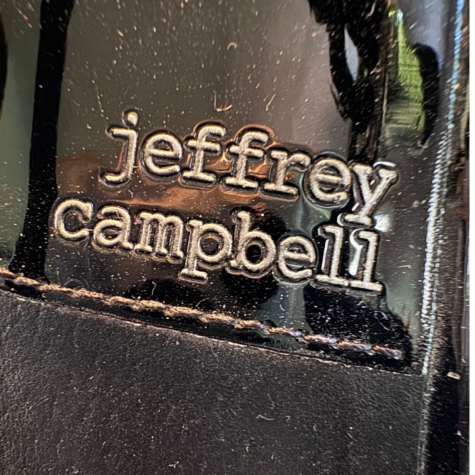 Jeffrey Campbell Black Patent Leather Slingback Flats Gold Hardware Pointed Toe - Image 8