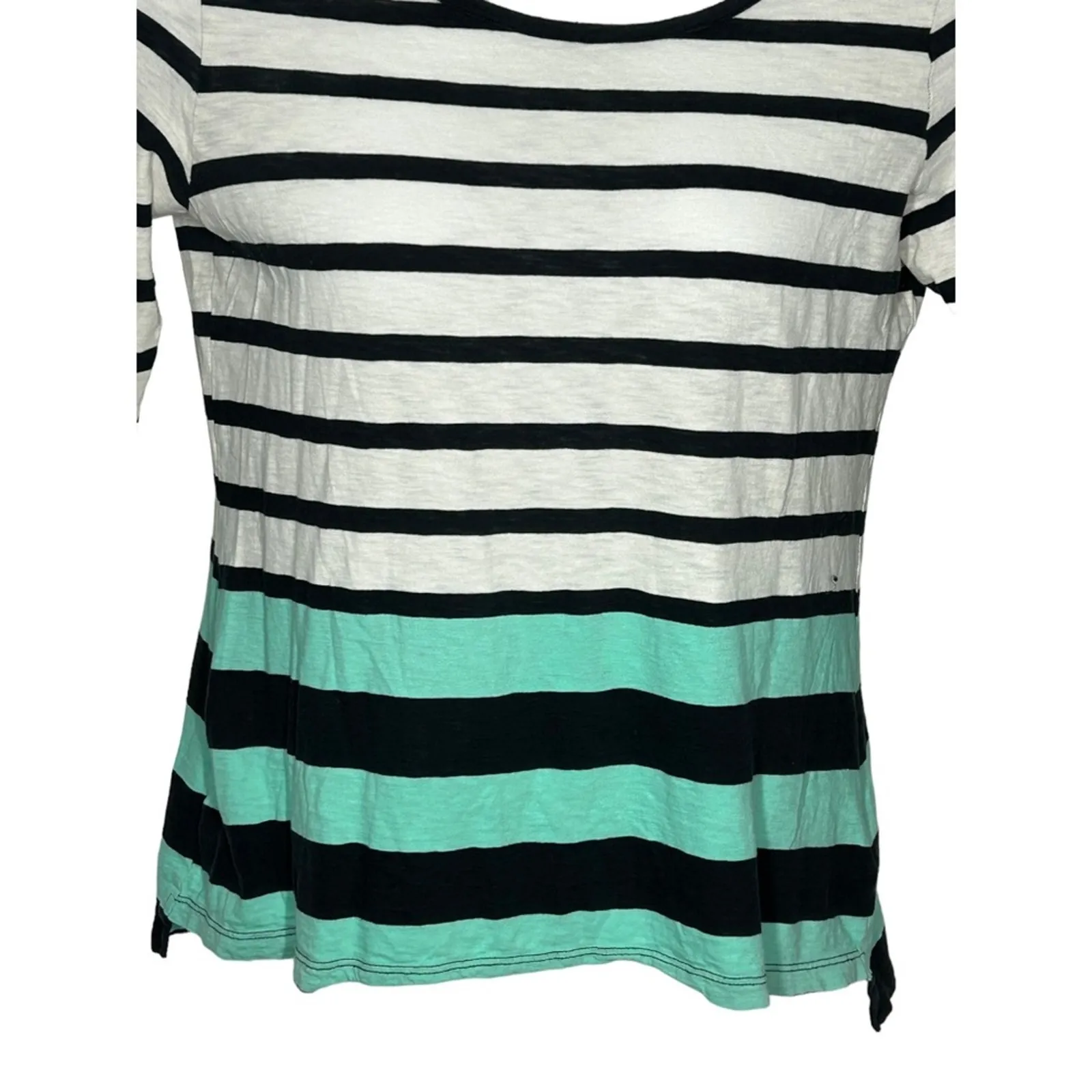 Anthropologie Pilcro Striped Cotton T-Shirt Size M Snap Shoulder Tee - Image 4