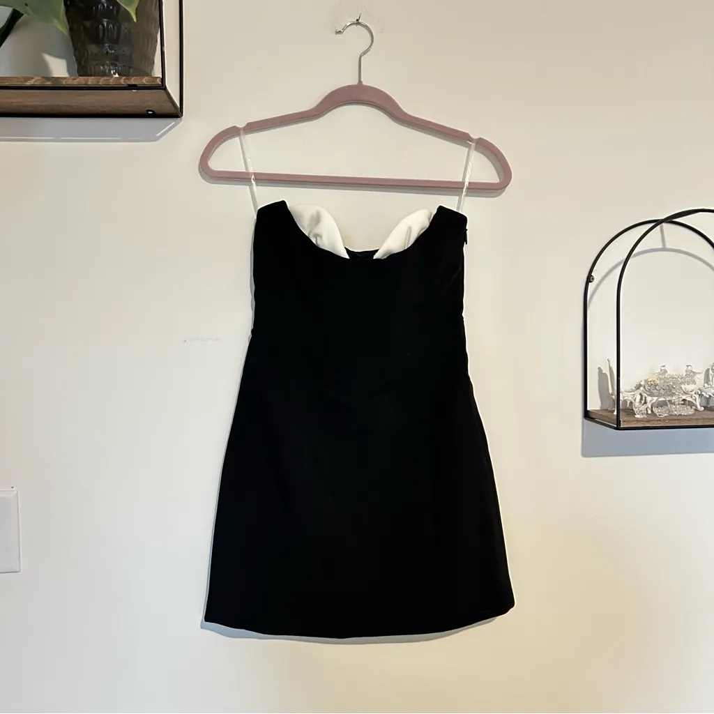 NWT Meshki Deana Contrast Suiting Strapless Mini Dress Black & White Size XS - Image 2