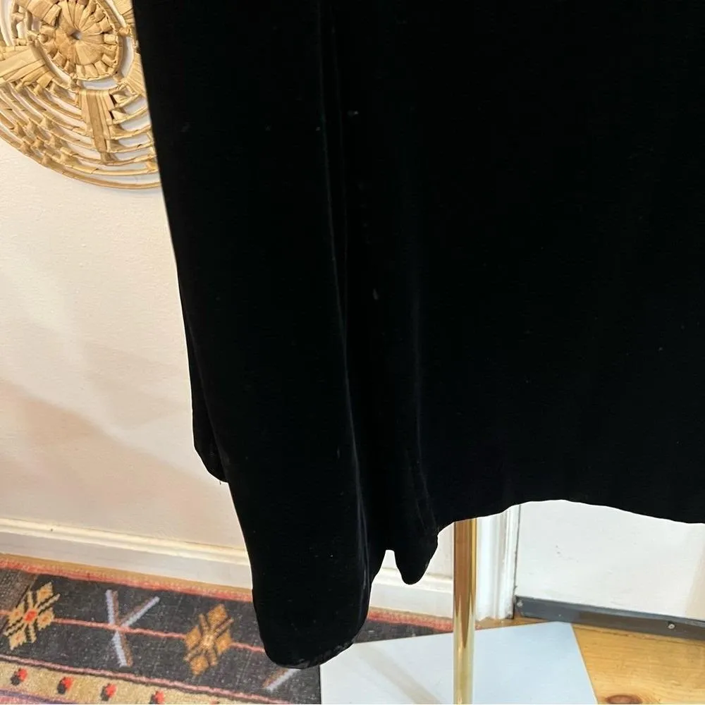 Vintage Black Velvet Cape Cloak Rhinestone Button WhimsyGoth Formal Luxury M Size M - Image 9