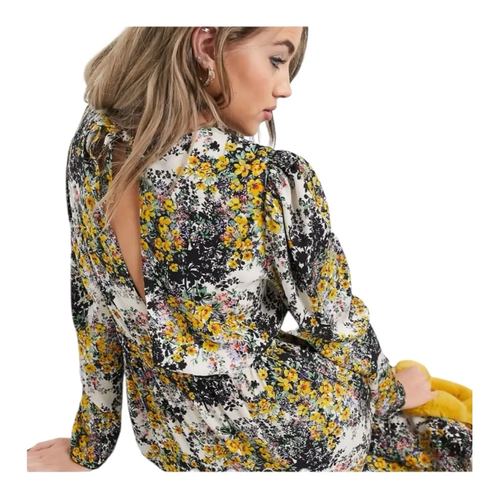 Topshop Floral open Back Maxi Dress. Size 10. - Image 3