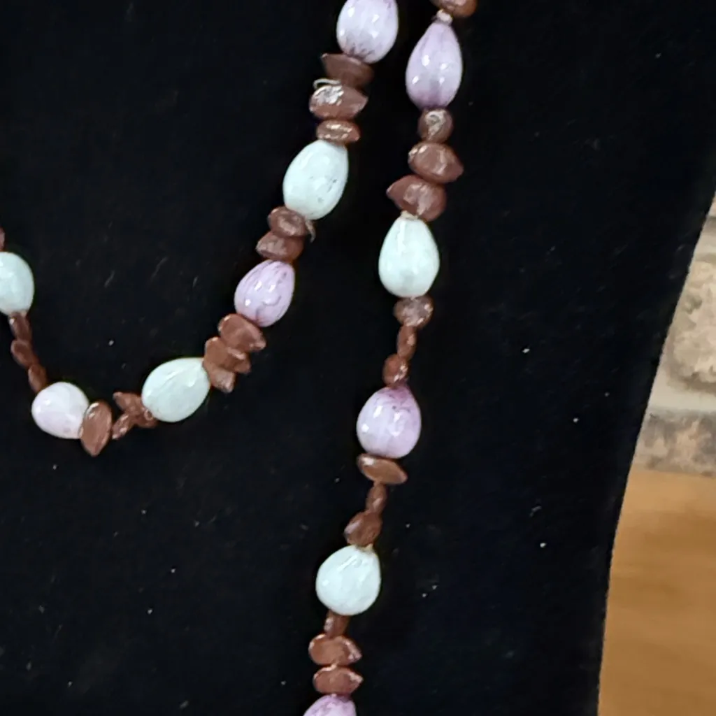 Hawaiian Koa seeds and teardrop job's tears necklace Purple - Image 2
