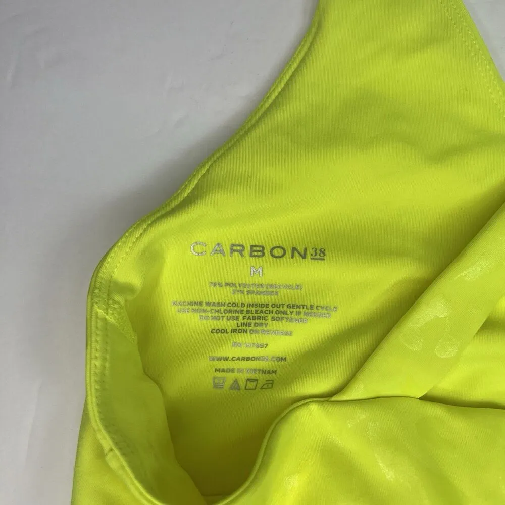 Carbon38 Action Bra 2.0 In  Neon Yellow Leopard Takara Shine Women’s Size M - Image 5