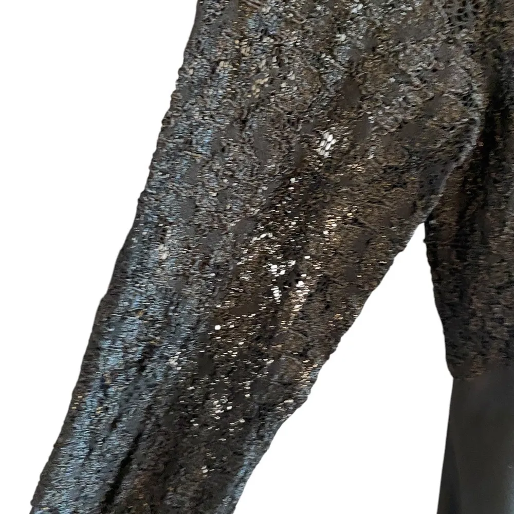 Vintage 90s black lace Chiffon sheer overlay babydoll dress Grunge Emo LBD Goth Size M - Image 4