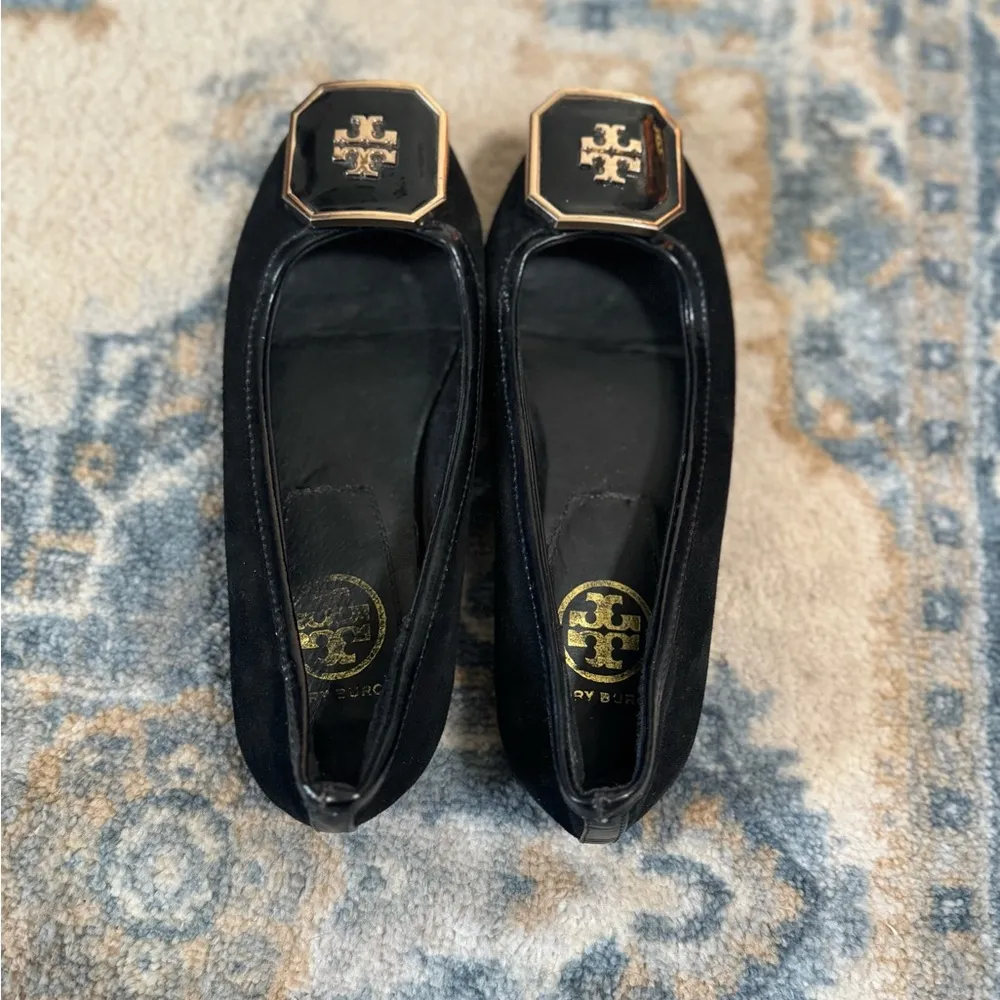 Tory Burch Georgia Ballet Flat Suede Black Size 36/6 - Image 6